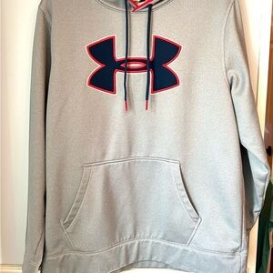 Under Armour Heather Gray Hoodie with Navy and Red Logo